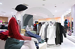 Mannequin and upper clothes in shop