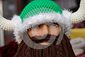 Mannequin with Viking wool hat photo