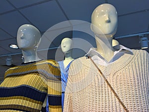 Mannequins displaying the latest fashions in a shop