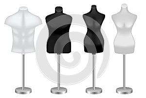 mannequins dress mockup in fashion shop isolated - 3d illustration.
