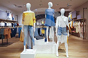 mannequins in lady fashion retail shop