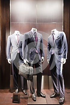 Mannequins in a men fashion store