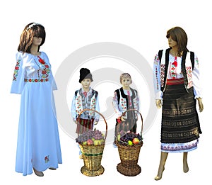 Mannequins in national traditional balkanic, moldavian, romanian photo