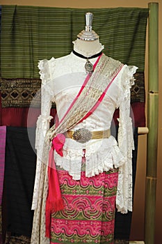 Mannequins show wearing hand-woven silk dress