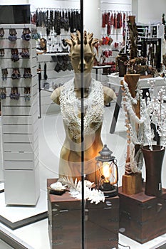 Mannequins in the window of a boutique