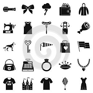 Mannerism icons set, simple style photo