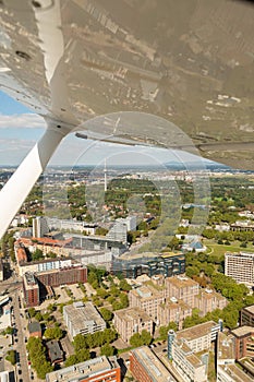 Mannheim in Germany seen from a small plane