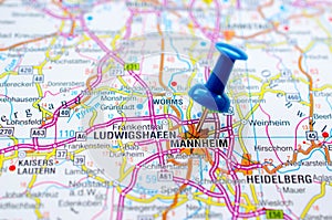 Mannheim on map photo