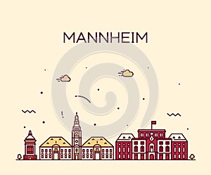 Mannheim skyline Germany vector city linear style photo