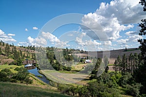 Manning-Rye Covered Bridge in the Palouse region of Washington State, spans the Palouse river in Colfax, WA
