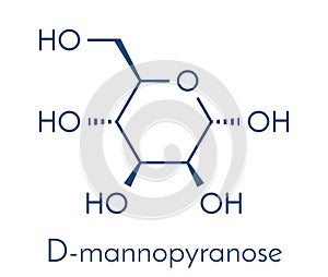 Mannose D-mannose sugar molecule. Epimer of glucose. Skeletal formula.