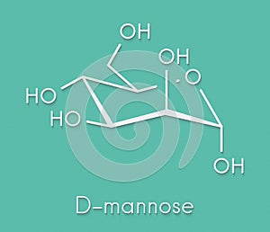 Mannose D-mannose sugar molecule. Epimer of glucose. Skeletal formula.