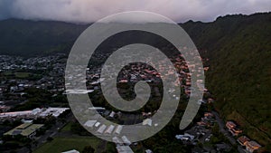 Manoa Valley at Sunset on Oahu, Hawaii