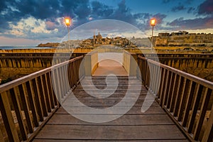 Manoel Island, Malta - Entrance of the beautiful Fort Manoel with St.Paul`s Cathedral