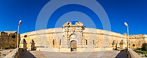 Manoel Island, Malta - Panoramic view of the entrance of Fort Manoel at daytime