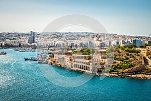 Manoel Island with old fort and yacht marina, Gzira, Malta.