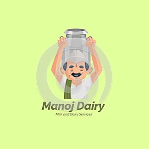 Manoj dairy milk and dairy services vector mascot logo