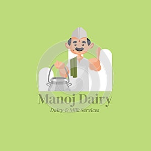 Manoj dairy and milk services vector mascot logo