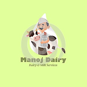 Manoj dairy and milk services vector mascot logo