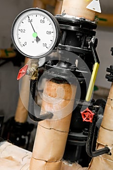 Manometer in boiler room photo