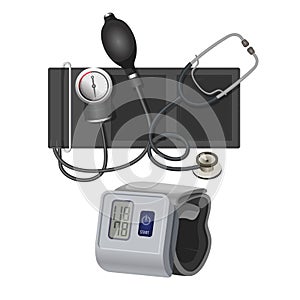 Manometer instrument for measuring blood pressure realistic vector illustration