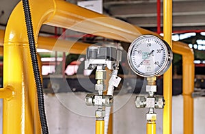 Manometer for measuring gas pressure in a gas pipeline. Gas boiler room equipment