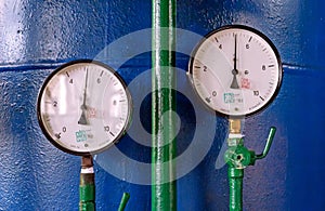 Manometer for measuring water pressure in a boiler room. Gas boiler room equipment