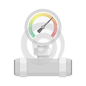 Manometer on pipe.