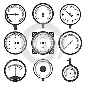 Manometer (pressure gauge) and vacuum gauge icons