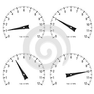 Manometer. Set of black scales