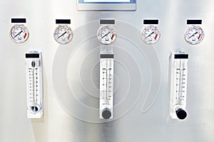 Manometers and flowmeters of water purification station