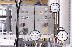 Manometers for measuring gas pressure in a gas pipeline. Gas boiler room equipment