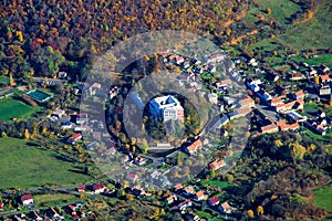 Manor house Milesov, near Lovosice, Litomerice, Usti Region - Czech Republic Aerial photo