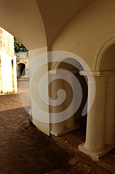 The Manora fort aged hall pillar.