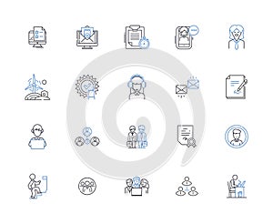 Manpower procurement line icons collection. Staffing, Recruitment, Hiring, Talent, Employment, Sourcing, Administration