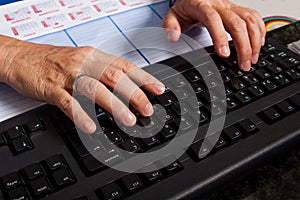 Mans arms keyboarding