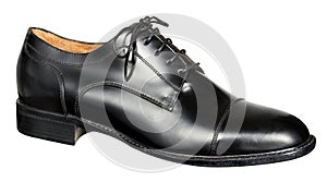 Mans black leather shoe