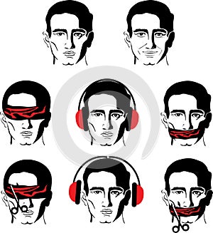 Mans face in different versions photo