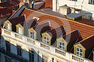 Mansard rooftops in Pombaline Lower Town. Lisbon. Portugal photo