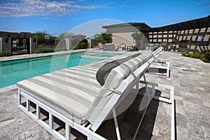 Mansion home outdoor plaza patio and pool