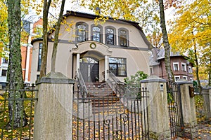 Mansions on Dynamo Street on an autumn day. Svetlogorsk, Kaliningrad region