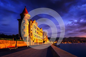 Mansions in Neguri at sunset