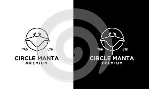 Manta ray on circle black line logo