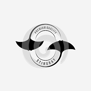Manta ray or Sting ray Logo Vector Vintage, Design and Illustration of Skate Fish Ocean