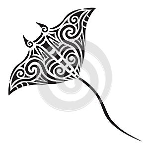 Manta Ray tattoo tribal stylised maori koru design photo