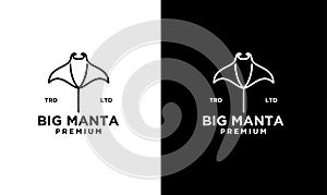 Manta ray vector black line logo