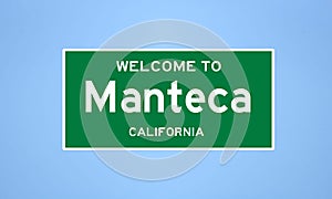 Manteca, California city limit sign. Town sign from the USA. photo