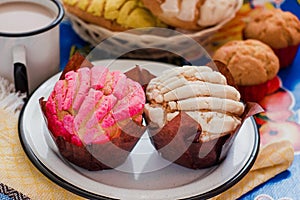 Manteconchas, sweet mexican bread, traditional bakery in Mexico, Mexican pastries concha photo