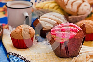 Manteconchas, sweet mexican bread, traditional bakery in Mexico, Mexican pastries concha photo