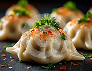 Manti with meat. Generated by AI.